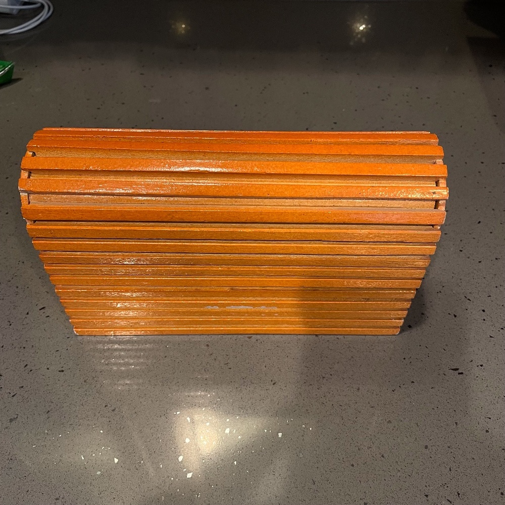 Vintage 1970's roll top look wooden box